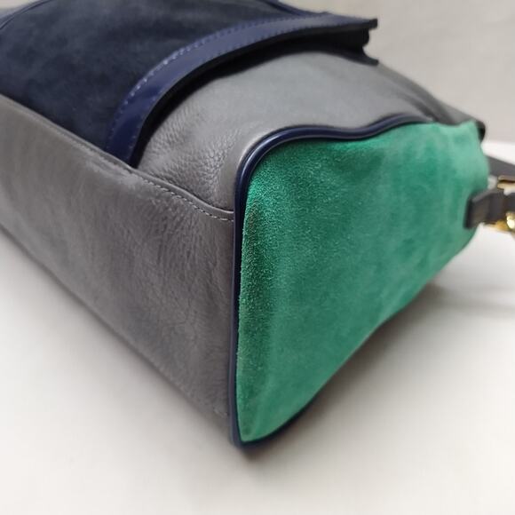 Tory Burch Multicolor Leather Suede Double Handles Zipper Satchel Shoulder Bag - Picture 8 of 16